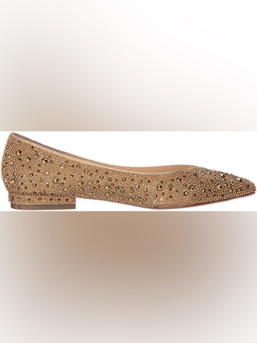 NEW BETSEY JOHNSON JUDE RHINESTONE EMBELLISHED GOLD BALLET FLATS 6.5 SEE PICS
